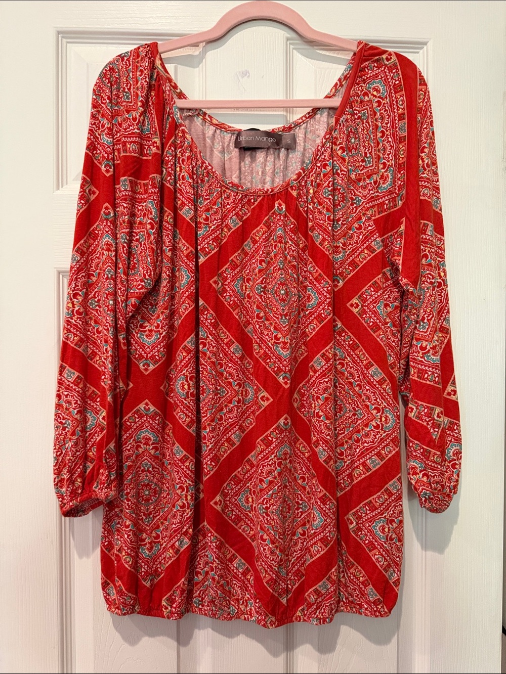Urban Mango Red Paisley-Print Peasant Tunic
Oversized